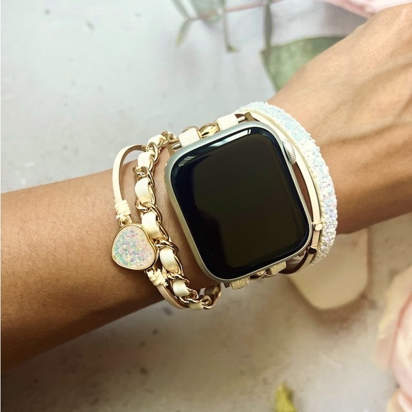 Heart Stone White Glittery Watch Band (watch not included) - Picture 1 of 4